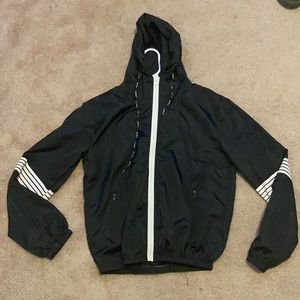 black and white windbreaker